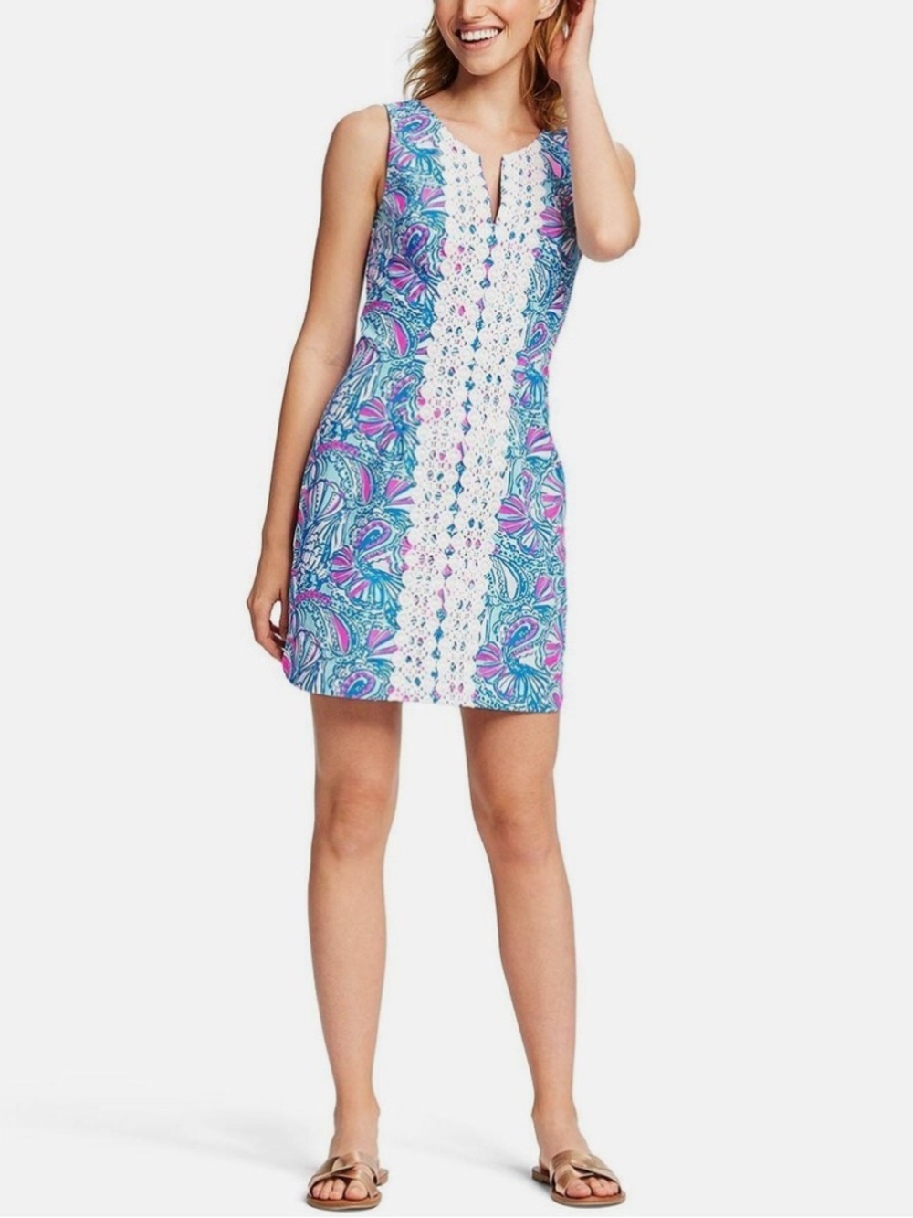Lilly Pulitzer X Target Anniversary “My Fans” Shift Dress Blue Pink - Size 8